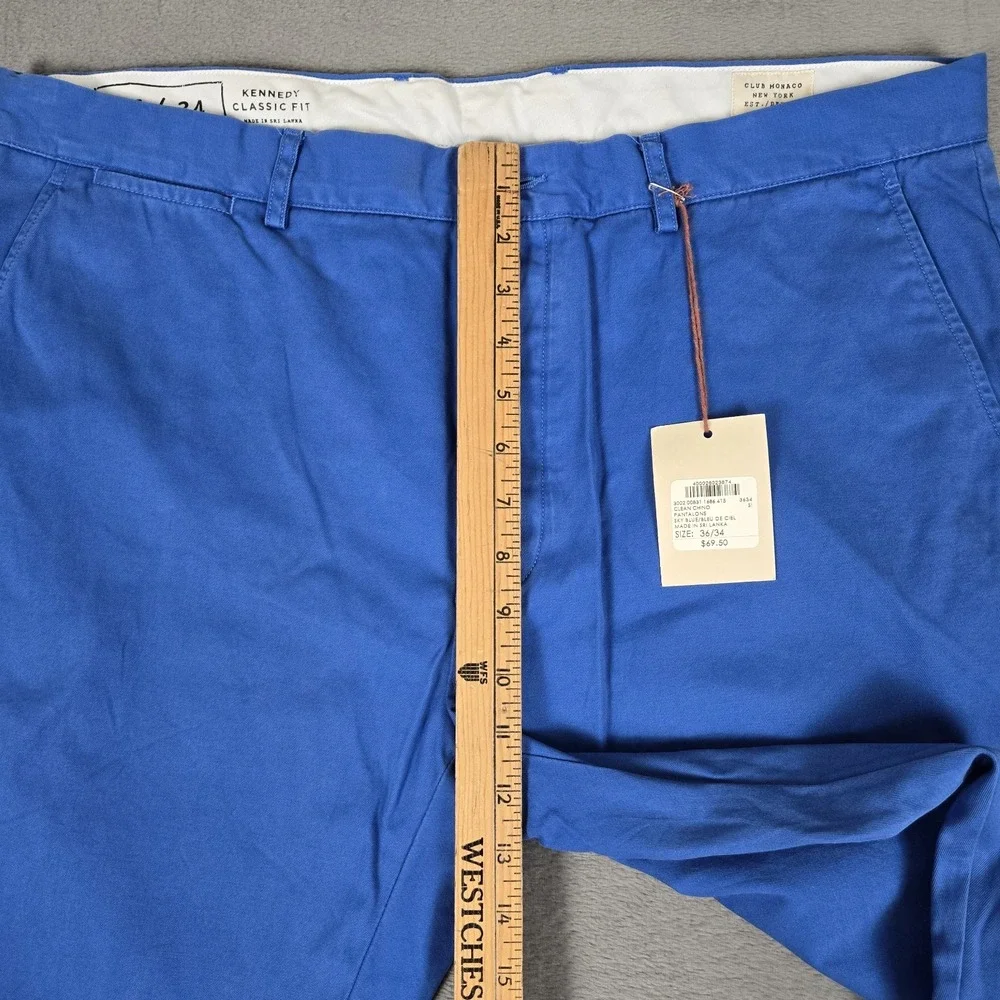 Club Monaco Pants Mens 36x34 Kennedy Classic Fit Chino Button Fly Blue NWT